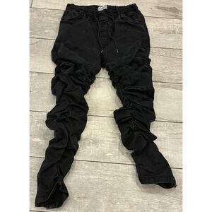 Smoke Rise Mens Black Ruched/Stacked Drawstring Joggers XL  Moto Streetwear